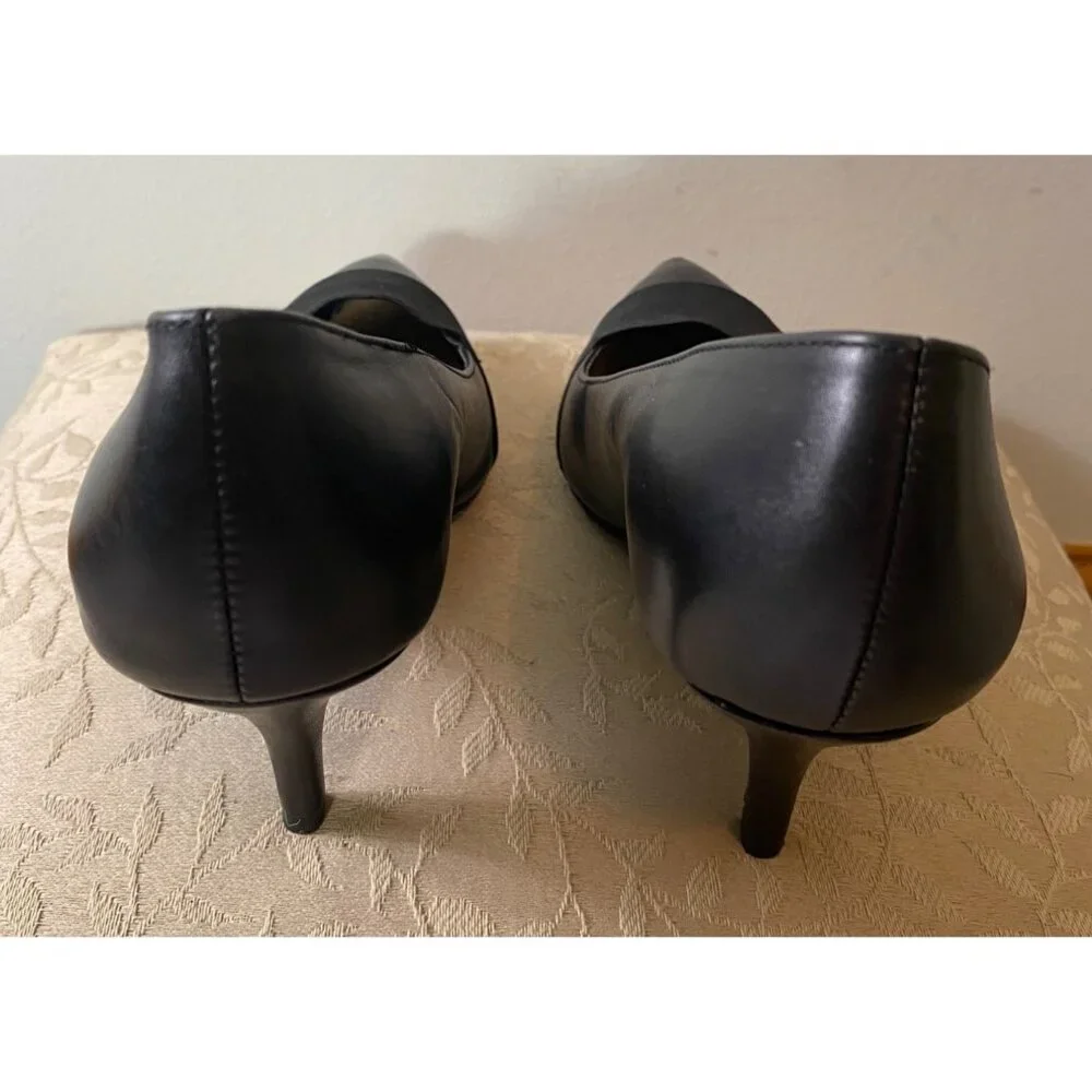 Ellen Tracy Black Pointed-Toe Leather Pumps Leather Size 6.5 - Picture 5 of 9